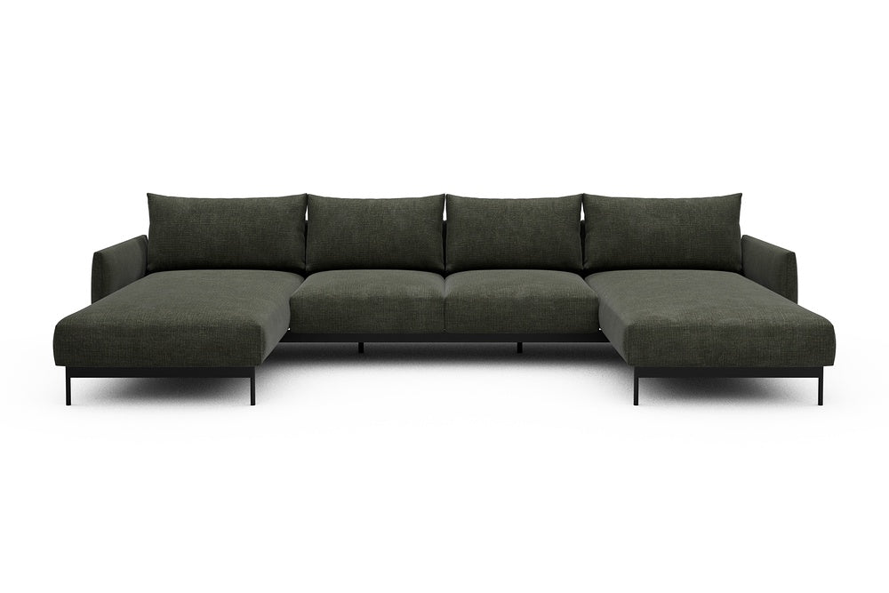Tokey Modular Sofa - B4 - 345 x 185 cm - Chaise + 2 Seater + Chaise - 413 Esina Olive Green
