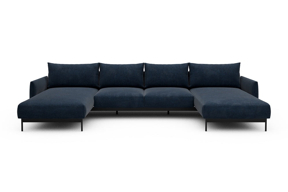 Tokey Modular Sofa - B4 - 345 x 185 cm - Chaise + 2 Seater + Chaise - 414 Esina Indigo Blue