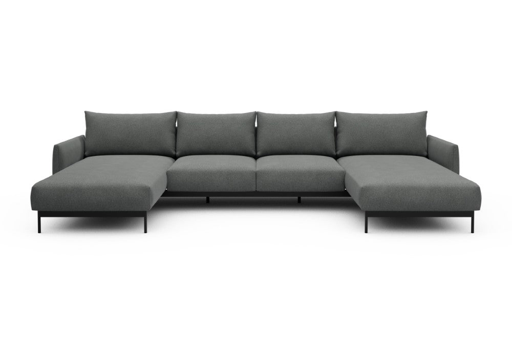 Tokey Modular Sofa - B4 - 345 x 185 cm - Chaise + 2 Seater + Chaise - 440 Satya Steel Grey
