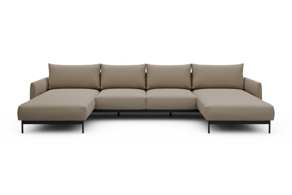 Tokey Modular Sofa - B4 - 345 x 185 cm - Chaise + 2 Seater + Chaise - 445 Satya Natural Biege