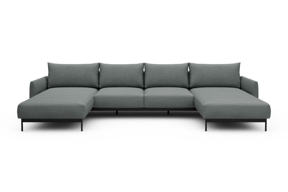 Tokey Modular Sofa - B4 - 345 x 185 cm - Chaise + 2 Seater + Chaise - 485 Denari Soft Grey