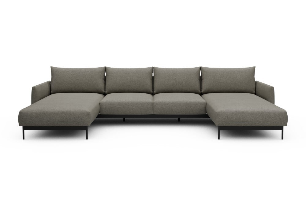Tokey Modular Sofa - B4 - 345 x 185 cm - Chaise + 2 Seater + Chaise - 486 Denari Warm Grey