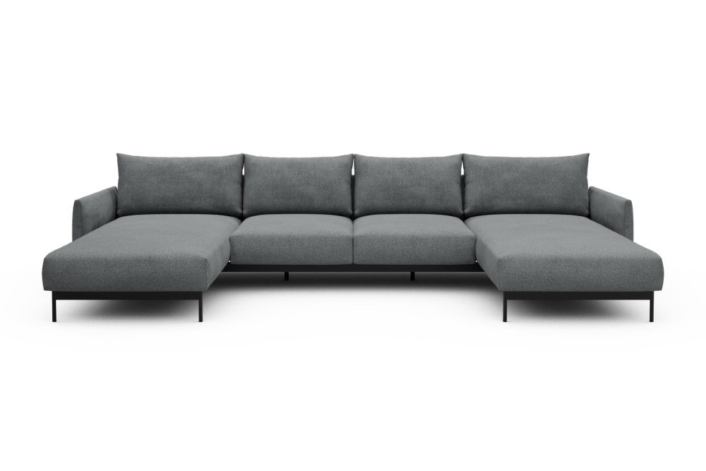 Tokey Modular Sofa - B4 - 345 x 185 cm - Chaise + 2 Seater + Chaise - 495 Casone Gravel Grey