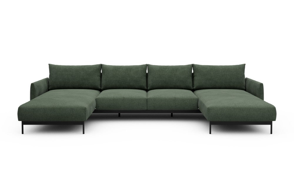 Tokey Modular Sofa - B4 - 345 x 185 cm - Chaise + 2 Seater + Chaise - 498 Casone Forest Green