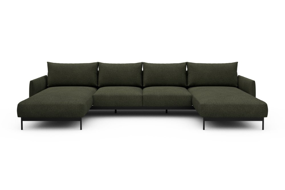 Tokey Modular Sofa - B4 - 345 x 185 cm - Chaise + 2 Seater + Chaise - 535 Bouclé Forest Green