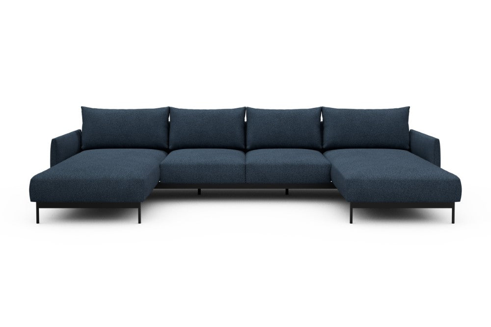 Tokey Modular Sofa - B4 - 345 x 185 cm - Chaise + 2 Seater + Chaise - 537 Bouclé Blue