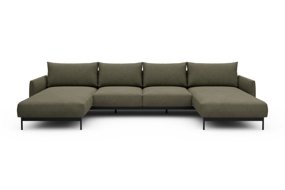 Tokey Modular Sofa - B4 - 345 x 185 cm - Chaise + 2 Seater + Chaise - 575 Vivus Dusty Olive