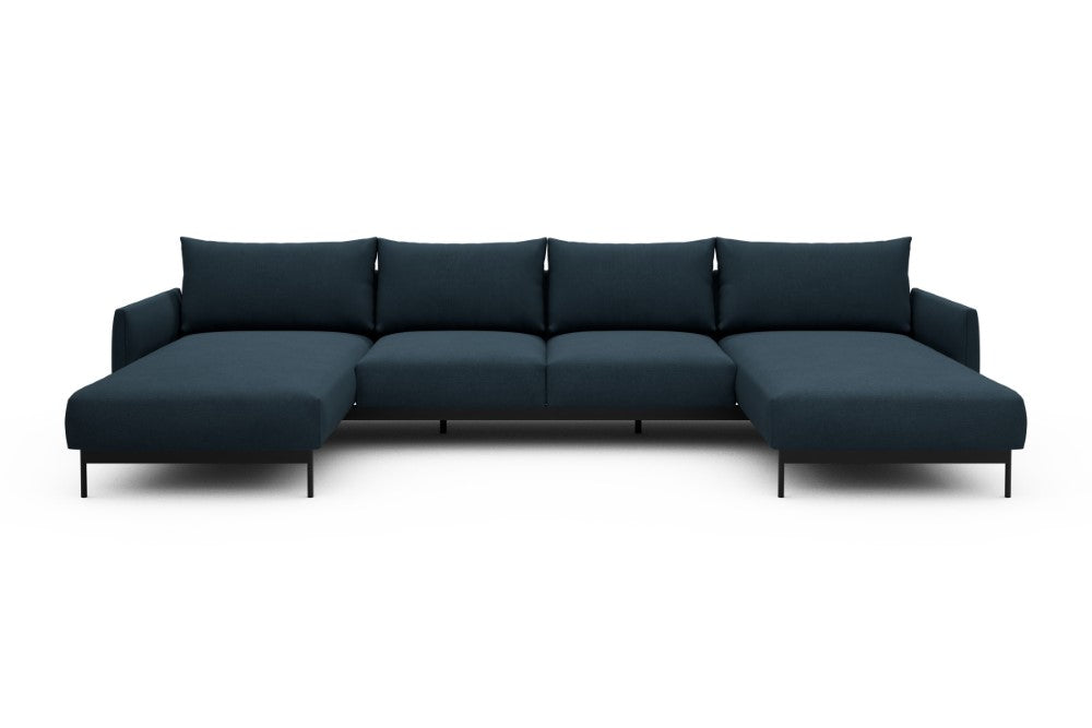 Tokey Modular Sofa - B4 - 345 x 185 cm - Chaise + 2 Seater + Chaise - 580 Argus Navy Blue