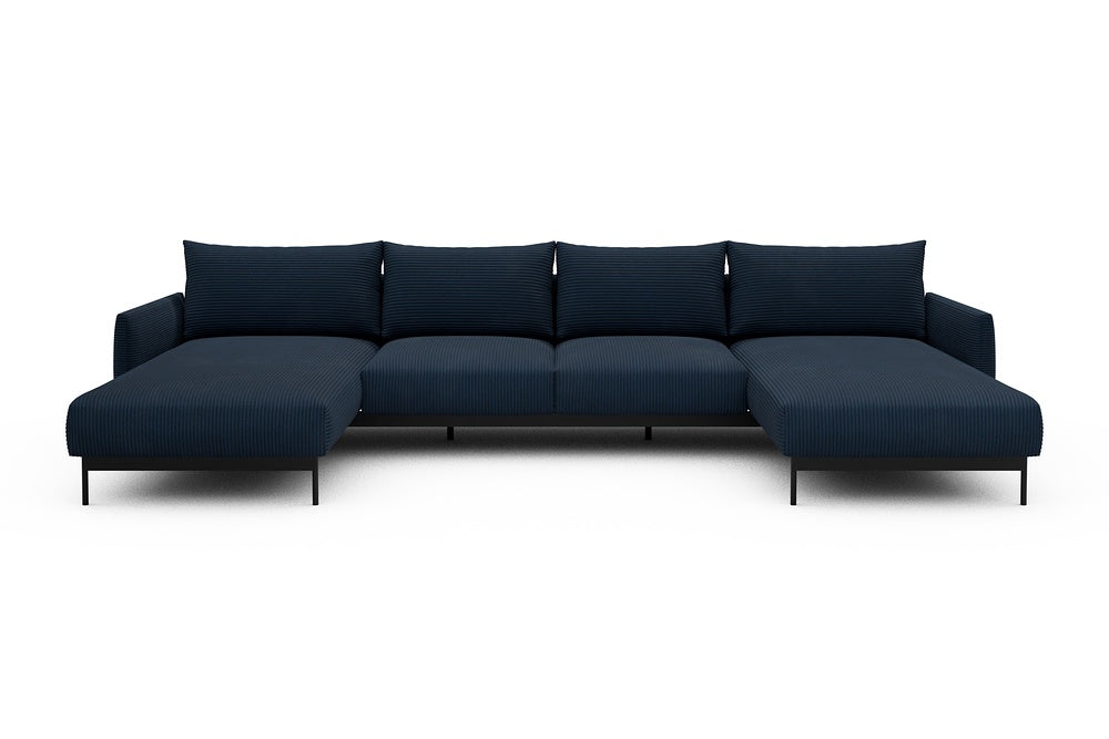 Tokey Modular Sofa - B4 - 345 x 185 cm - Chaise + 2 Seater + Chaise - 591 Corduroy Midnight-Blue