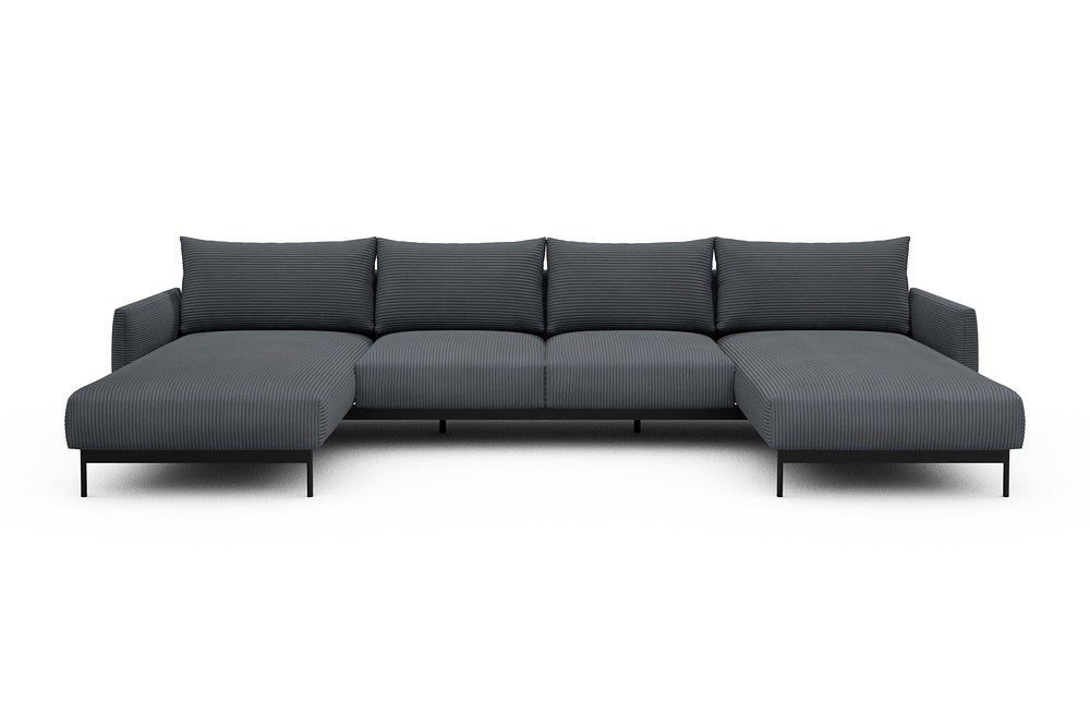 Tokey Modular Sofa - B4 - 345 x 185 cm - Chaise + 2 Seater + Chaise - 592 Corduroy Silvermist