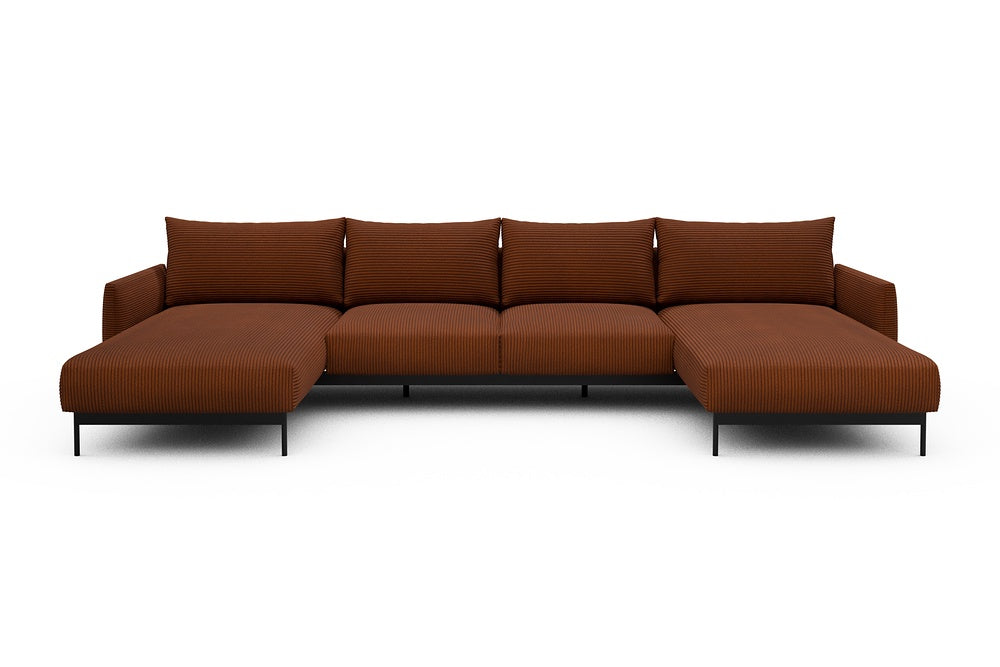 Tokey Modular Sofa - B4 - 345 x 185 cm - Chaise + 2 Seater + Chaise - 595 Corduroy Burnt-Orange