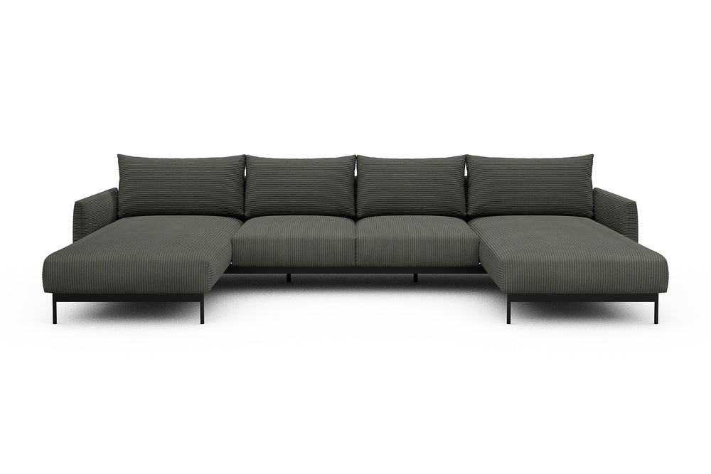 Tokey Modular Sofa - B4 - 345 x 185 cm - Chaise + 2 Seater + Chaise - 598 Corduroy Sage