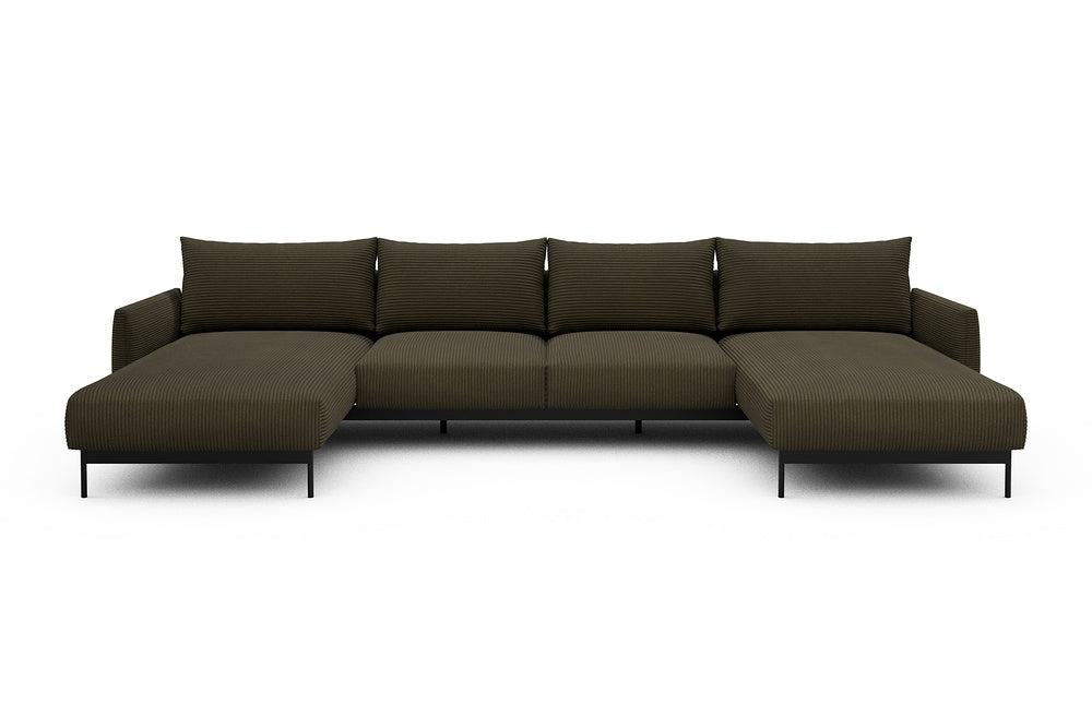 Tokey Modular Sofa - B4 - 345 x 185 cm - Chaise + 2 Seater + Chaise - 599 Corduroy Olive