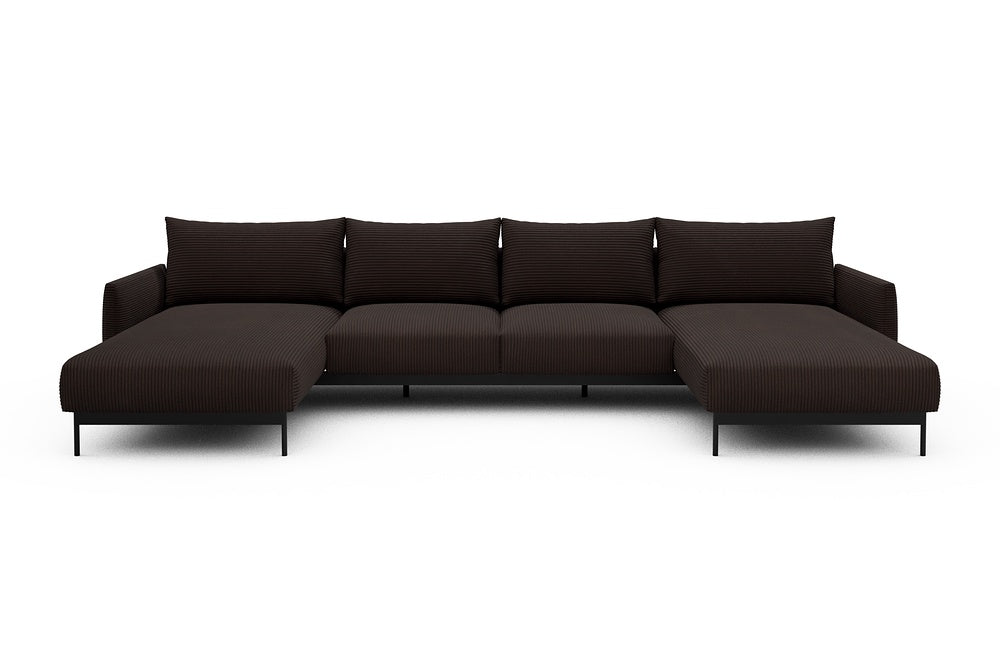 Tokey Modular Sofa - B4 - 345 x 185 cm - Chaise + 2 Seater + Chaise - 600 Corduroy Cocoa