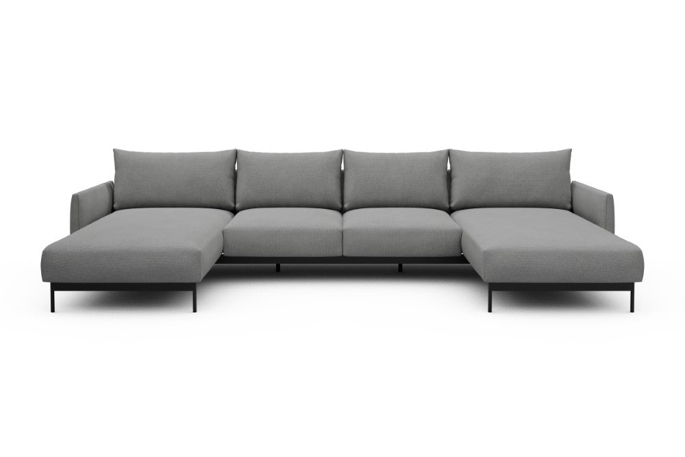 Tokey Modular Sofa - B4 - 345 x 185 cm - Chaise + 2 Seater + Chaise - 764 Cura Sand Grey