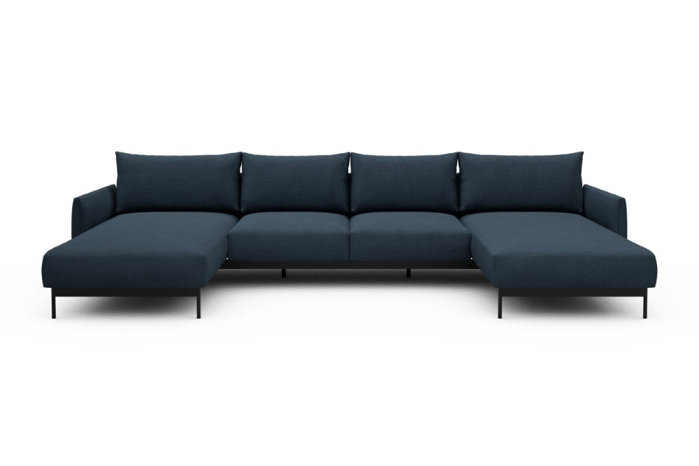 Tokey Modular Sofa - B4 - 345 x 185 cm - Chaise + 2 Seater + Chaise - 768 Cura Oxford Blue