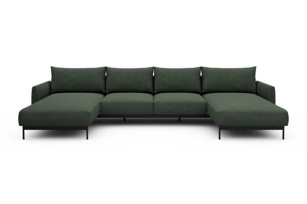 Tokey Modular Sofa - B4 - 345 x 185 cm - Chaise + 2 Seater + Chaise - 769 Cura Saga Green