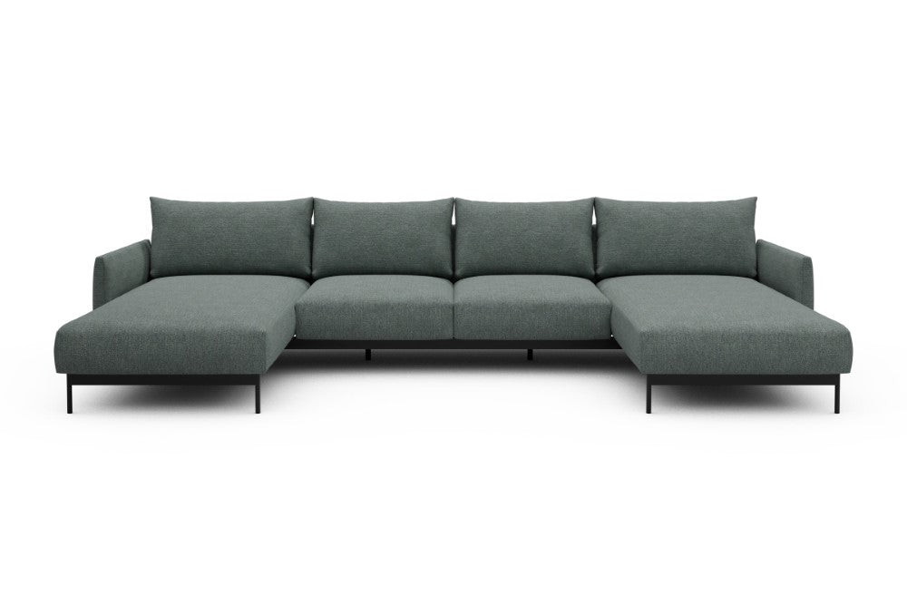 Tokey Modular Sofa - B4 - 345 x 185 cm - Chaise + 2 Seater + Chaise - 770 Carreno Cielo Blue
