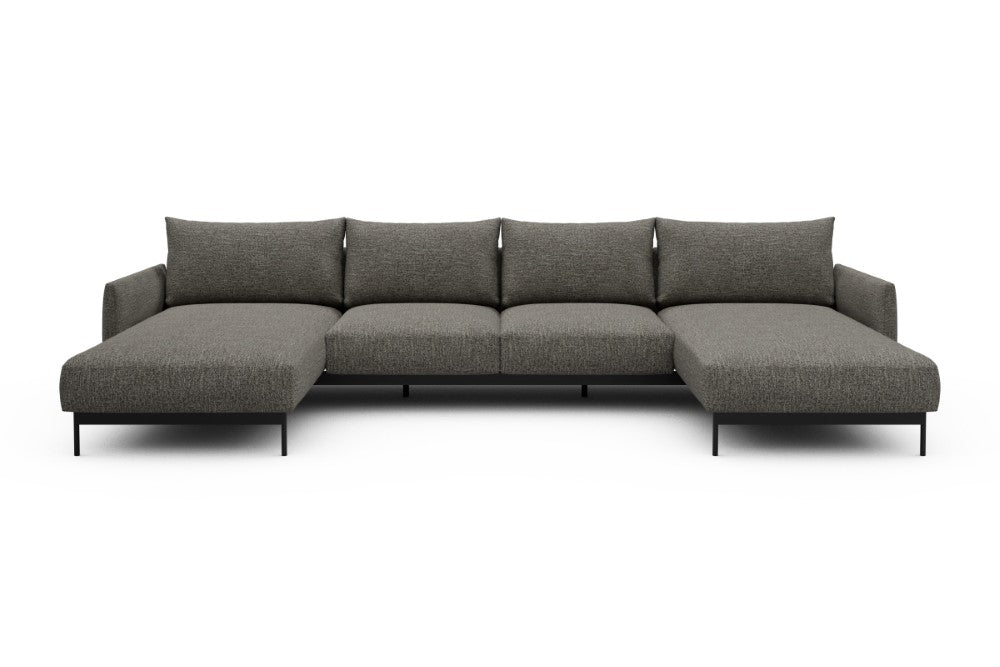 Tokey Modular Sofa - B4 - 345 x 185 cm - Chaise + 2 Seater + Chaise - 771 Carreno Sepia Brown