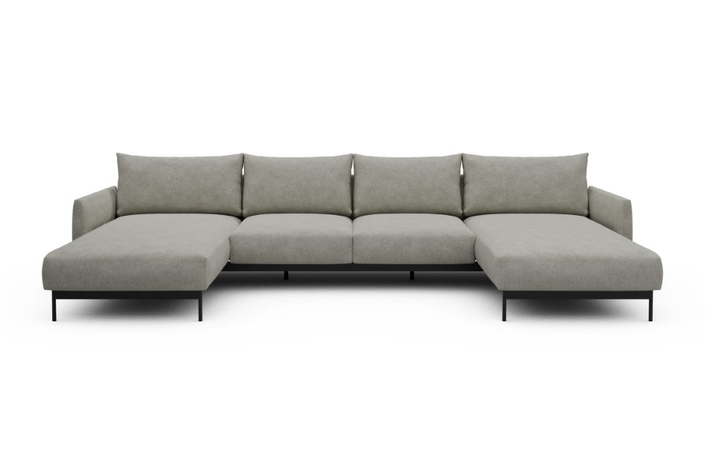 Tokey Modular Sofa - B4 - 345 x 185 cm - Chaise + 2 Seater + Chaise - 773 Carreno Moon Stone White