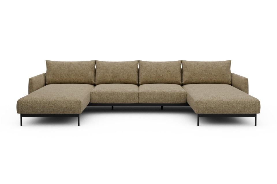 Tokey Modular Sofa - B4 - 345 x 185 cm - Chaise + 2 Seater + Chaise - 774 Carreno Sicilian Yellow