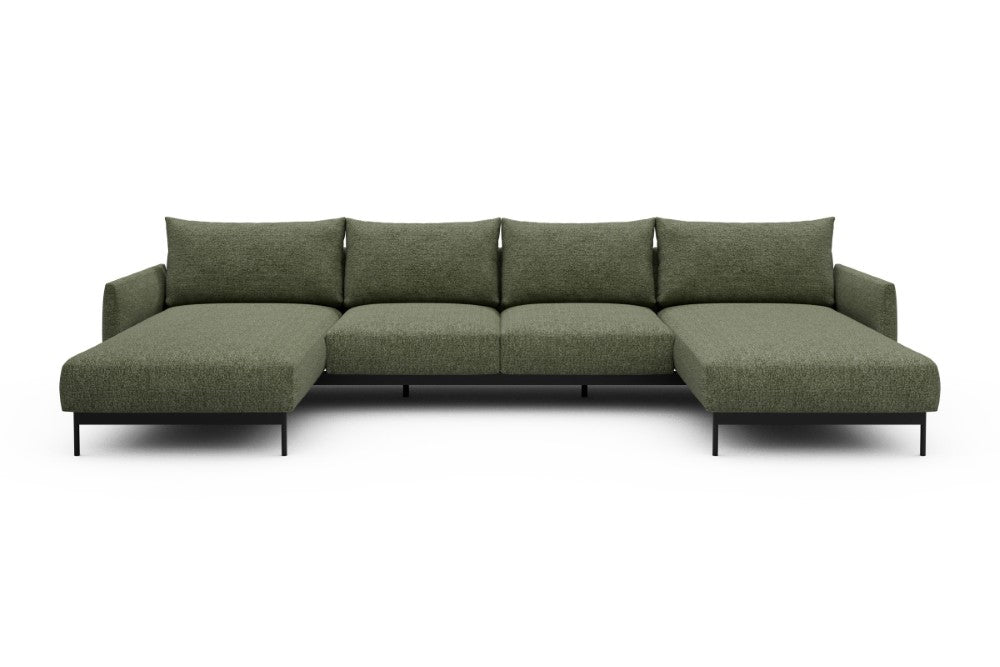 Tokey Modular Sofa - B4 - 345 x 185 cm - Chaise + 2 Seater + Chaise - 775 Carreno Vivid Green
