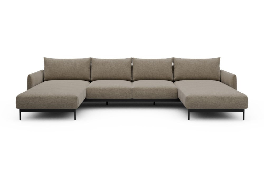Tokey Modular Sofa - B4 - 345 x 185 cm - Chaise + 2 Seater + Chaise - 810 Smooth Smooth Beige