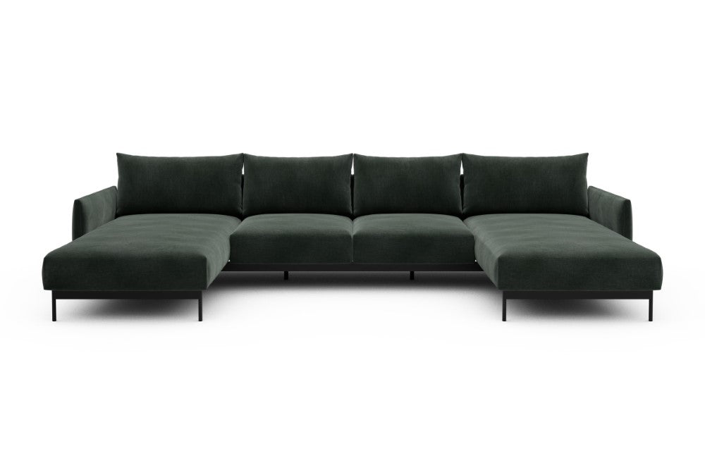 Tokey Modular Sofa - B4 - 345 x 185 cm - Chaise + 2 Seater + Chaise - 814 Smooth Laural Green