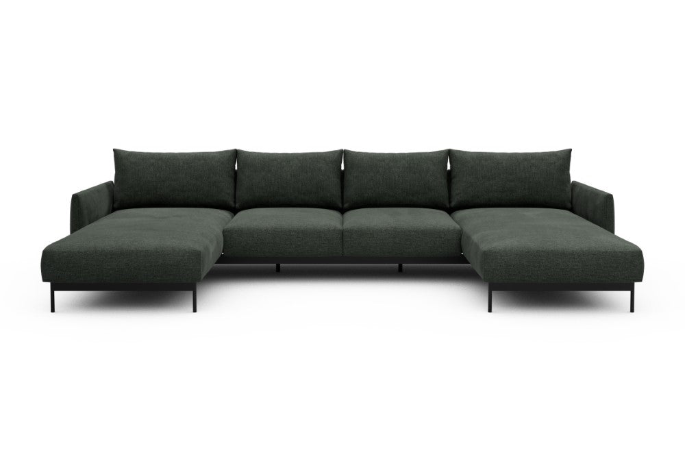 Tokey Modular Sofa - B4 - 345 x 185 cm - Chaise + 2 Seater + Chaise - 818 Aivi Pine Green