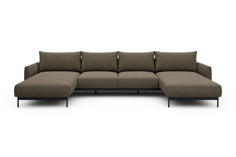 Tokey Modular Sofa - B4 - 345 x 185 cm - Chaise + 2 Seater + Chaise - 850 Mahoga Caramel Grey