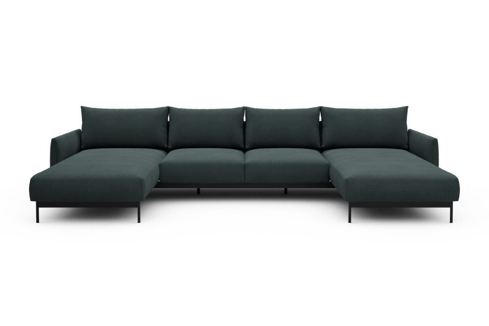 Tokey Modular Sofa - B4 - 345 x 185 cm - Chaise + 2 Seater + Chaise - 851 Mahoga Dark Blue