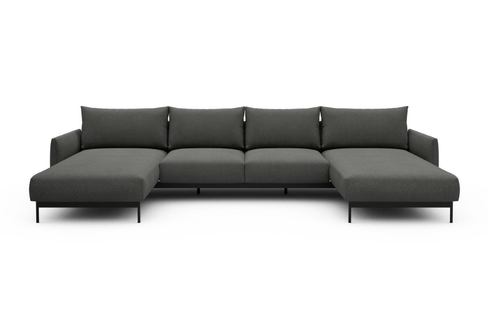 Tokey Modular Sofa - B4 - 345 x 185 cm - Chaise + 2 Seater + Chaise - 852 Mahoga Seal Grey