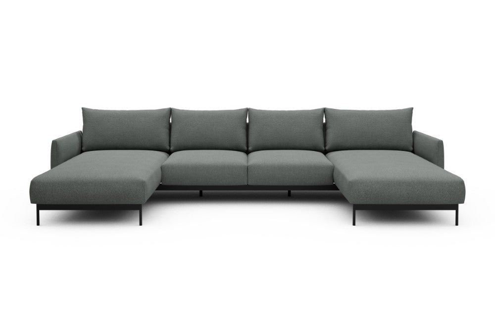 Tokey Modular Sofa - B4 - 345 x 185 cm - Chaise + 2 Seater + Chaise - 853 Mahoga Dove Grey