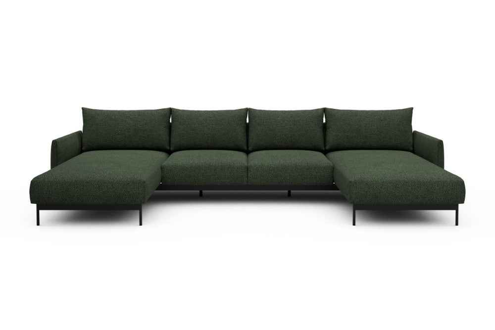 Tokey Modular Sofa - B4 - 345 x 185 cm - Chaise + 2 Seater + Chaise - 869 Vanora Deep Green