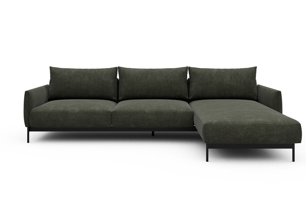 Tokey Modular Sofa - D2 - 285 x 185 cm - 2 Seater + Chaise - 413 Esina Olive Green
