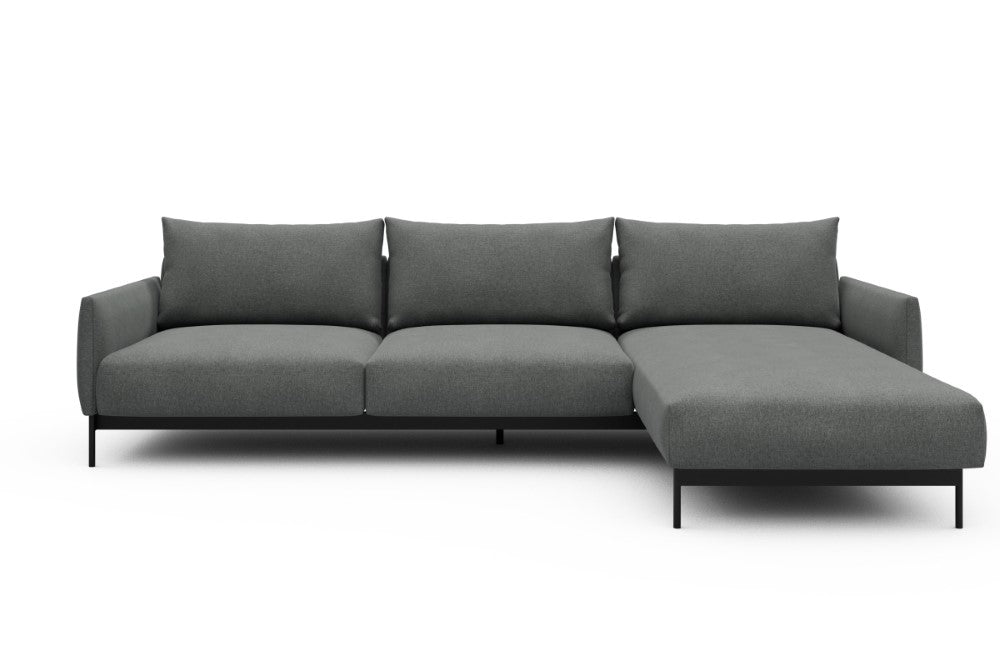 Tokey Modular Sofa - D2 - 285 x 185 cm - 2 Seater + Chaise - 440 Satya Steel Grey