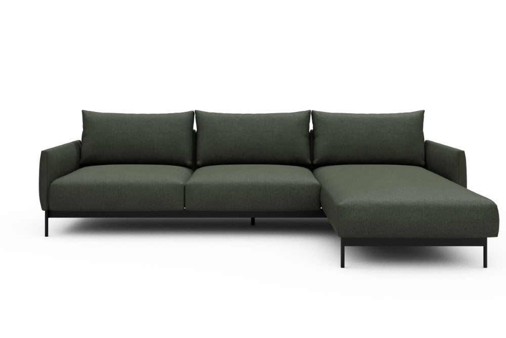 Tokey Modular Sofa - D2 - 285 x 185 cm - 2 Seater + Chaise - 488 Denari Forest Green