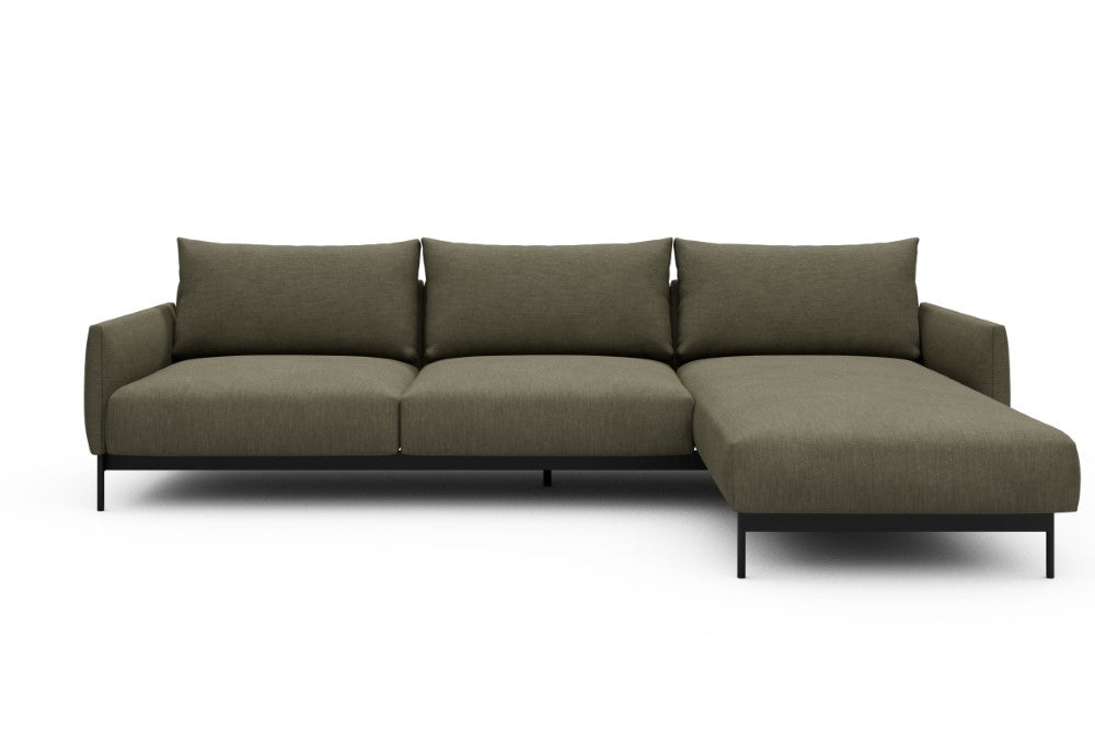 Tokey Modular Sofa - D2 - 285 x 185 cm - 2 Seater + Chaise - 575 Vivus Dusty Olive