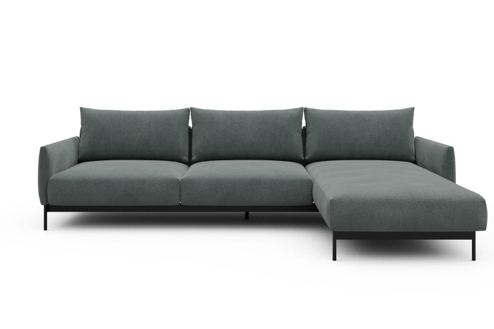 Tokey Modular Sofa - D2 - 285 x 185 cm - 2 Seater + Chaise - 812 Smooth Smooth Silver Grey