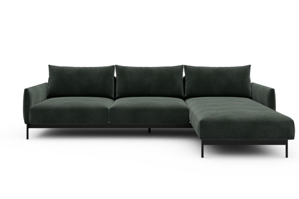 Tokey Modular Sofa - D2 - 285 x 185 cm - 2 Seater + Chaise - 814 Smooth Laural Green