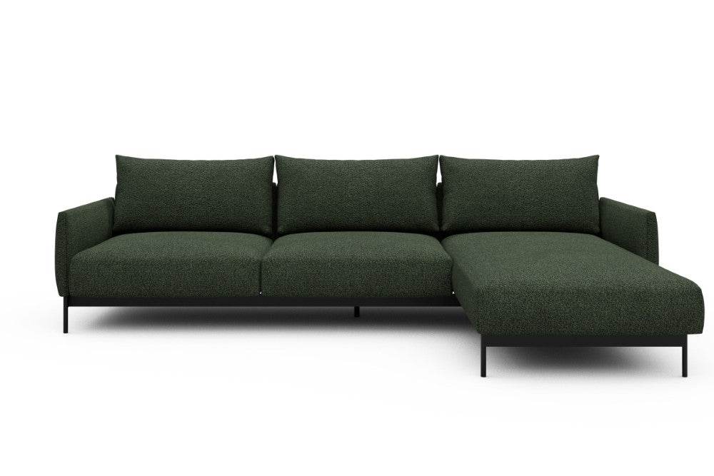 Tokey Modular Sofa - D2 - 285 x 185 cm - 2 Seater + Chaise - 869 Vanora Deep Green