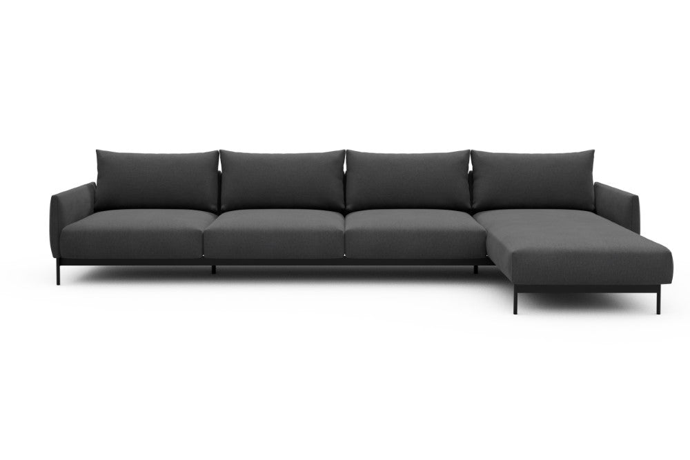 Tokey Modular Sofa - D3 - 375 x 185 cm - 3 Seater + Chaise - 441 Satya Warm Zinc