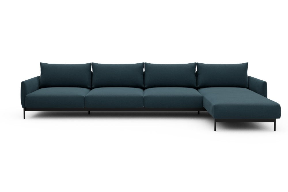 Tokey Modular Sofa - D3 - 375 x 185 cm - 3 Seater + Chaise - 443 Satya Deep Blue