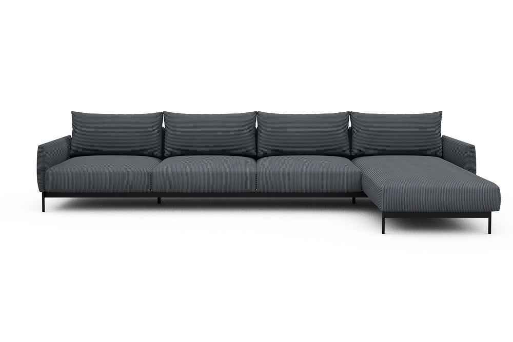 Tokey Modular Sofa - D3 - 375 x 185 cm - 3 Seater + Chaise - 592 Corduroy Silvermist