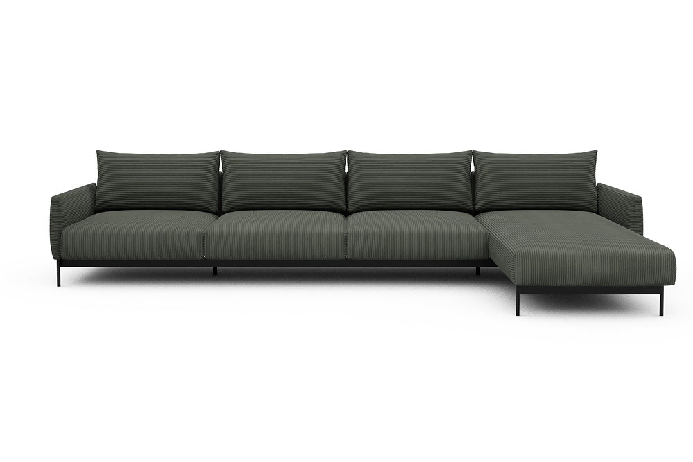 Tokey Modular Sofa - D3 - 375 x 185 cm - 3 Seater + Chaise - 598 Corduroy Sage
