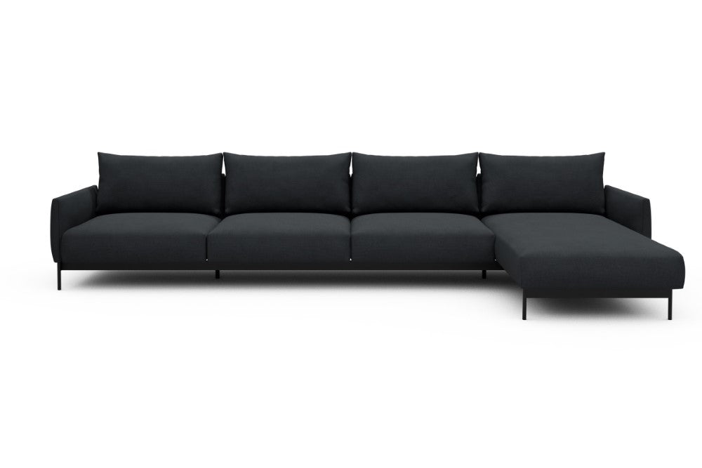 Tokey Modular Sofa - D3 - 375 x 185 cm - 3 Seater + Chaise - 766 Cura Anthracite
