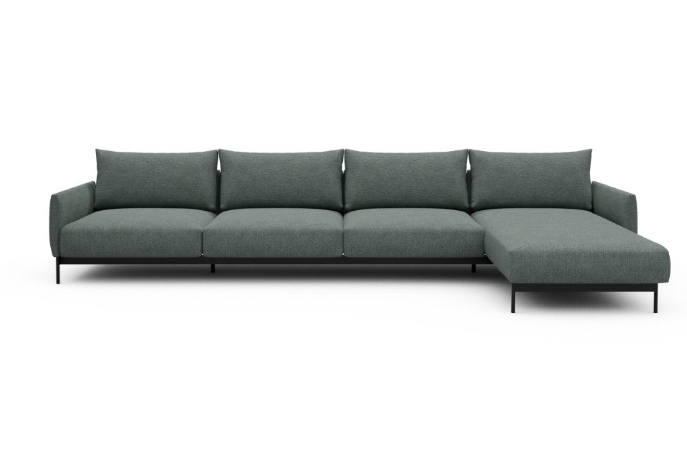 Tokey Modular Sofa - D3 - 375 x 185 cm - 3 Seater + Chaise - 770 Carreno Cielo Blue