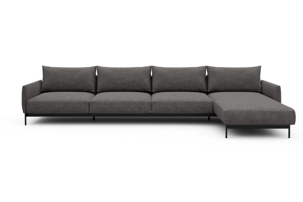 Tokey Modular Sofa - D3 - 375 x 185 cm - 3 Seater + Chaise - 772 Carreno Salt & Pepper
