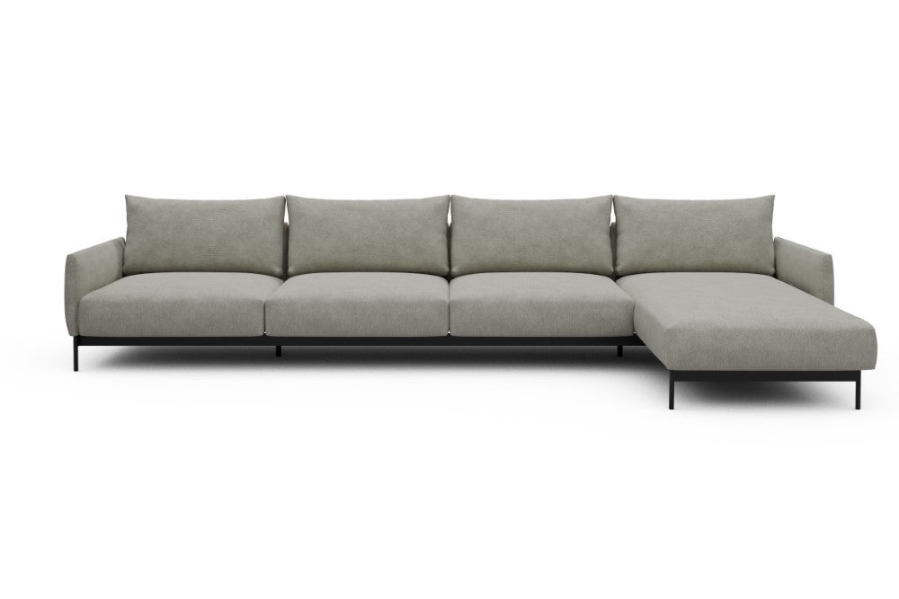 Tokey Modular Sofa - D3 - 375 x 185 cm - 3 Seater + Chaise - 773 Carreno Moon Stone White