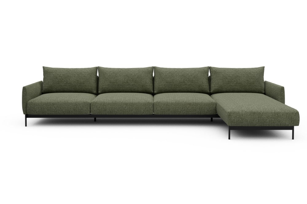 Tokey Modular Sofa - D3 - 375 x 185 cm - 3 Seater + Chaise - 775 Carreno Vivid Green